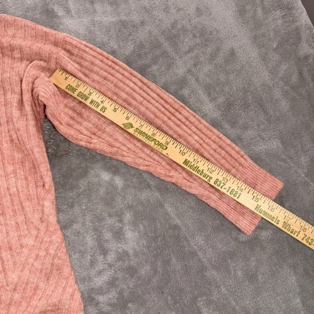 Abercrombie & Fitch Sweater Womens XL Pink Ribbed Knit Crew Neck Side Slit 3539